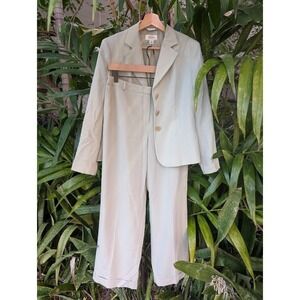 vintage talbots womens suit 12/10 wool made in Japan sage green office siren